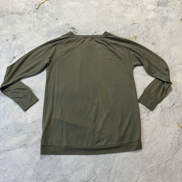 Threads 4 Thought Sweatshirt Womens Sz Large Green Tunic Pullover Feather Fleece - Picture 3 of 8